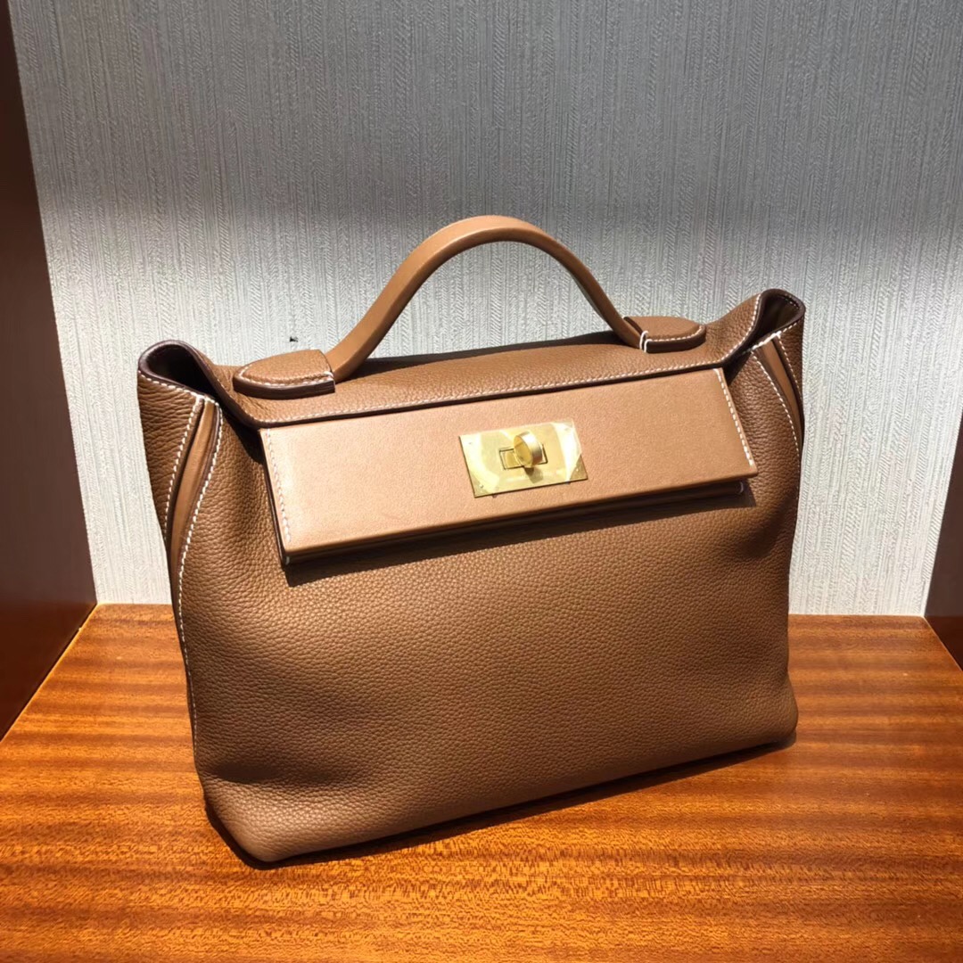 臺灣臺中大遠百專賣店Hermes Kelly 24/24 Bag CK37金棕色Taurillon Maurice皮料金扣