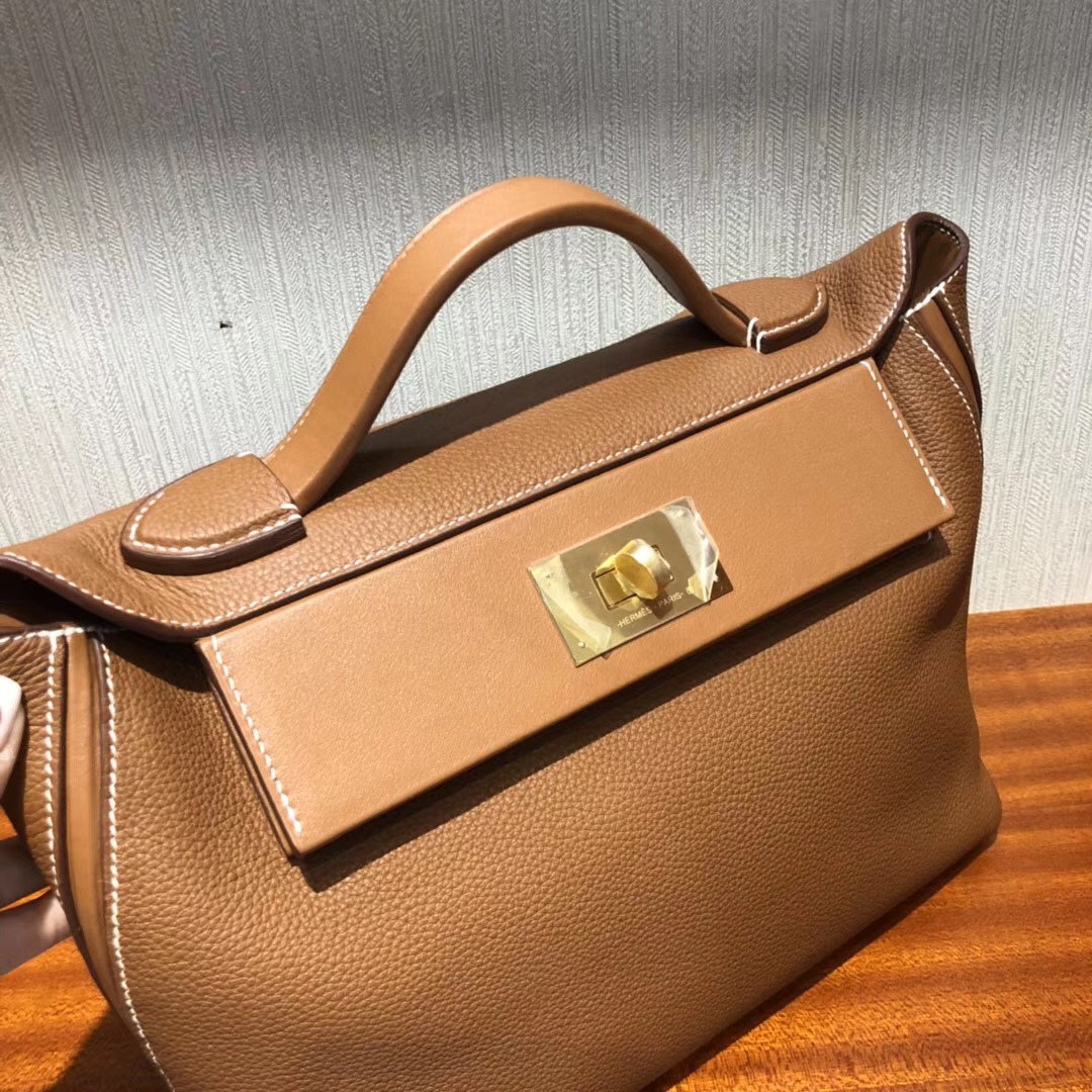 臺灣臺中大遠百專賣店Hermes Kelly 24/24 Bag CK37金棕色Taurillon Maurice皮料金扣