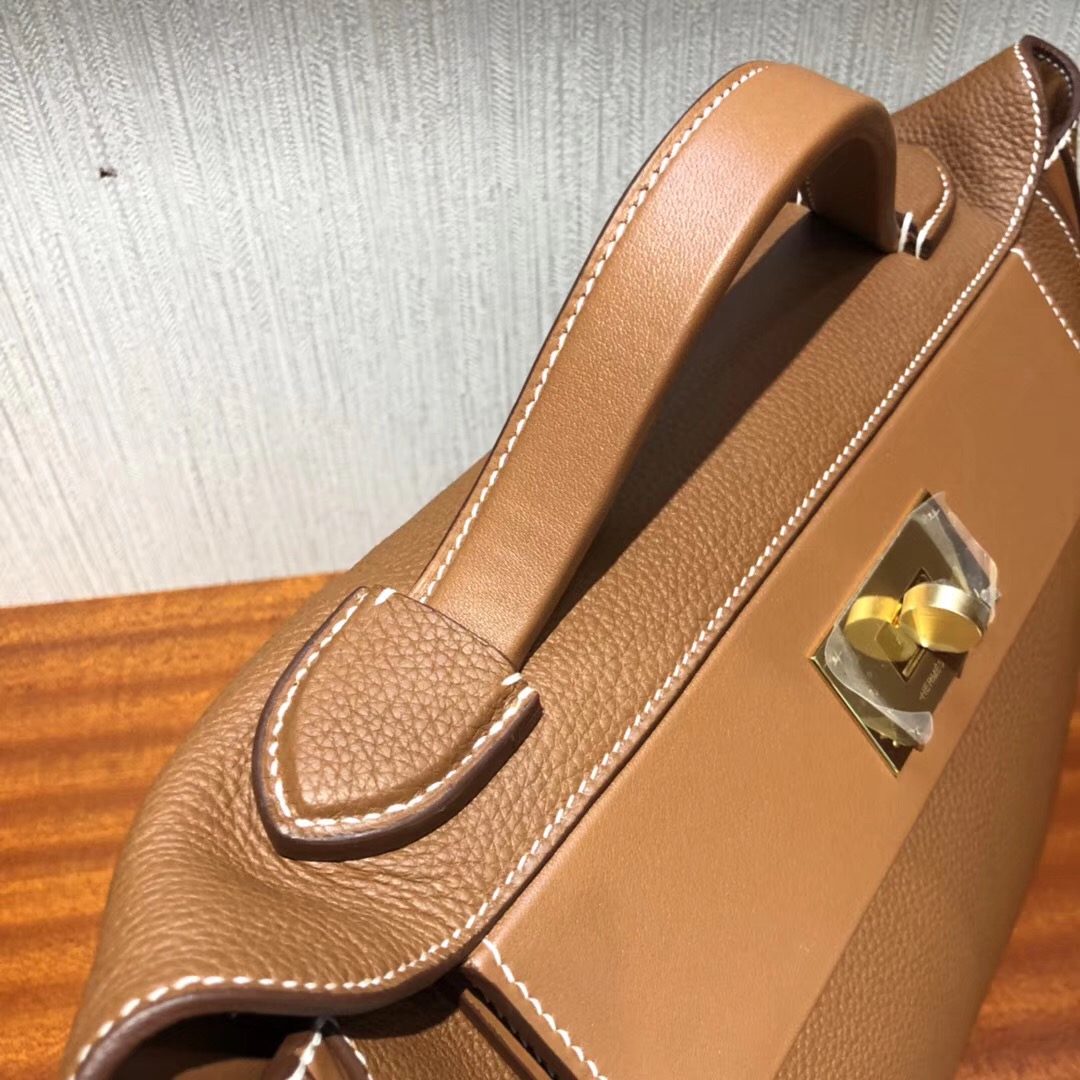 臺灣臺中大遠百專賣店Hermes Kelly 24/24 Bag CK37金棕色Taurillon Maurice皮料金扣