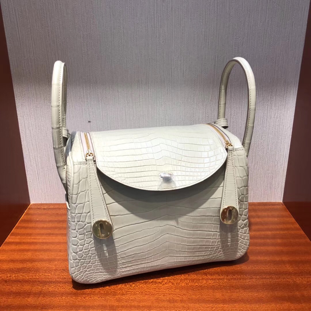 Hermes lindy 26cm 8L beton 奶油白 冰川白 霧面兩點尼羅鱷 金扣