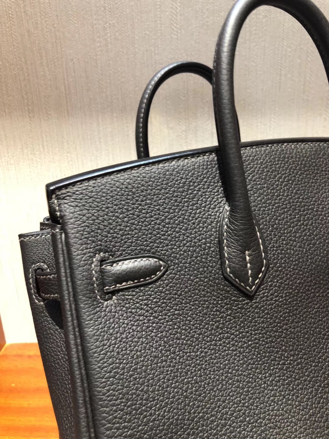 愛馬仕鉑金包Hermes Brikin 25cm Bag togo小牛皮 CK88石墨灰