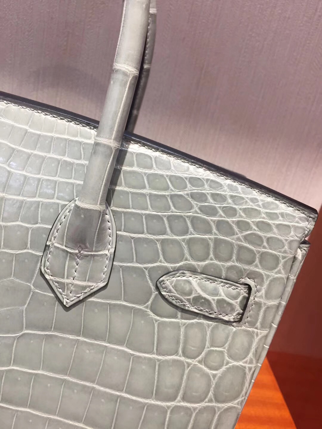 愛馬仕鉑金包鱷魚皮Hermes Birkin 25cm Bag 亮面鳄鱼皮 8U冰川蓝