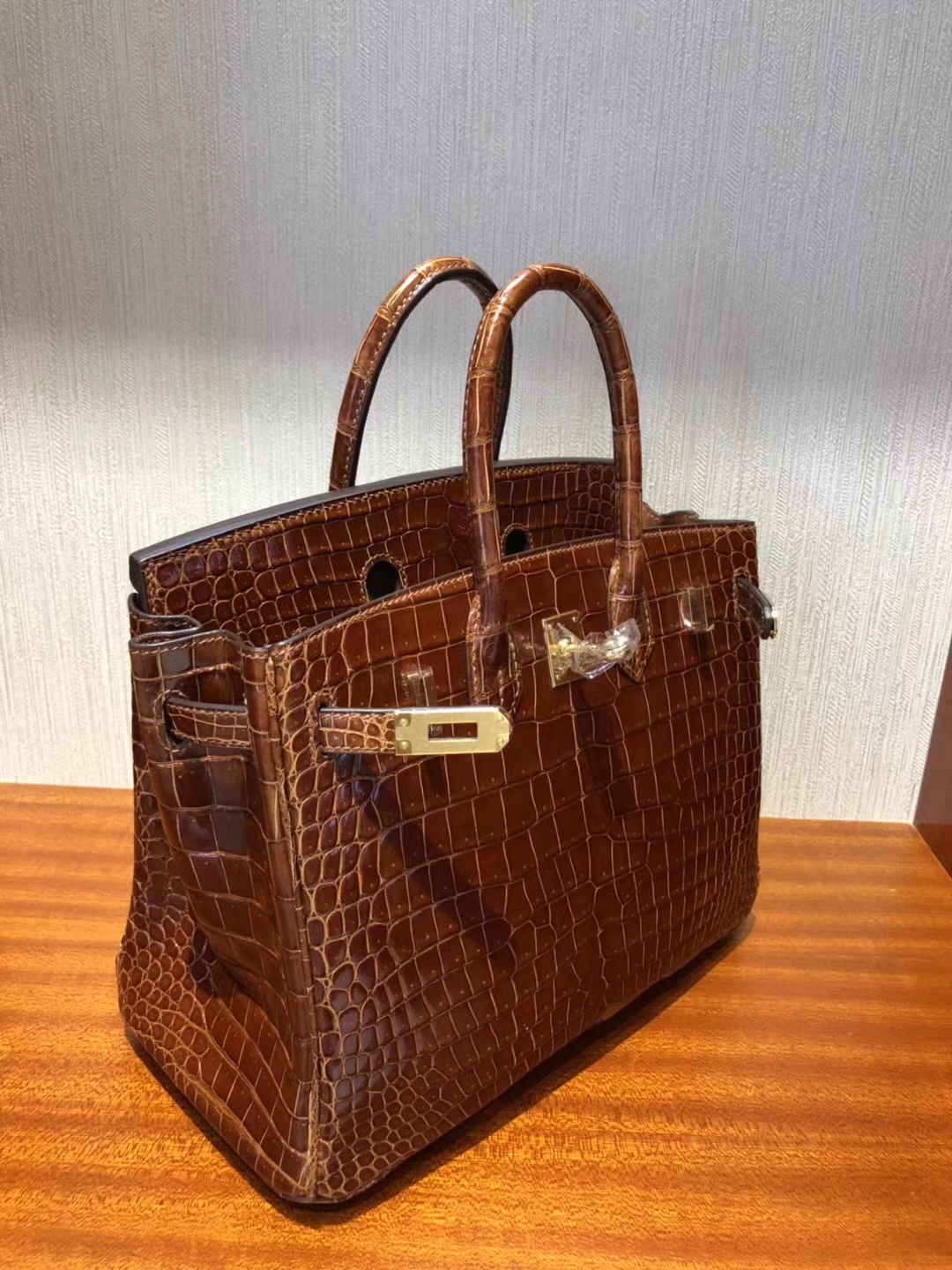 愛馬仕柏金包鱷魚皮 HERMES BIRKIN 25 Bag亮面倒V澳洲灣鱷CK31蜜糖棕