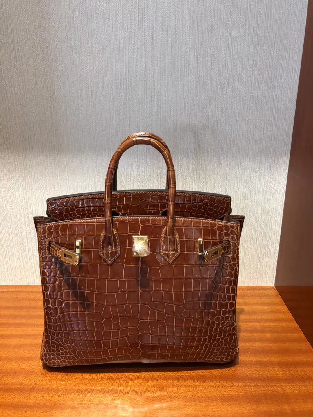 愛馬仕柏金包鱷魚皮 HERMES BIRKIN 25 Bag亮面倒V澳洲灣鱷CK31蜜糖棕