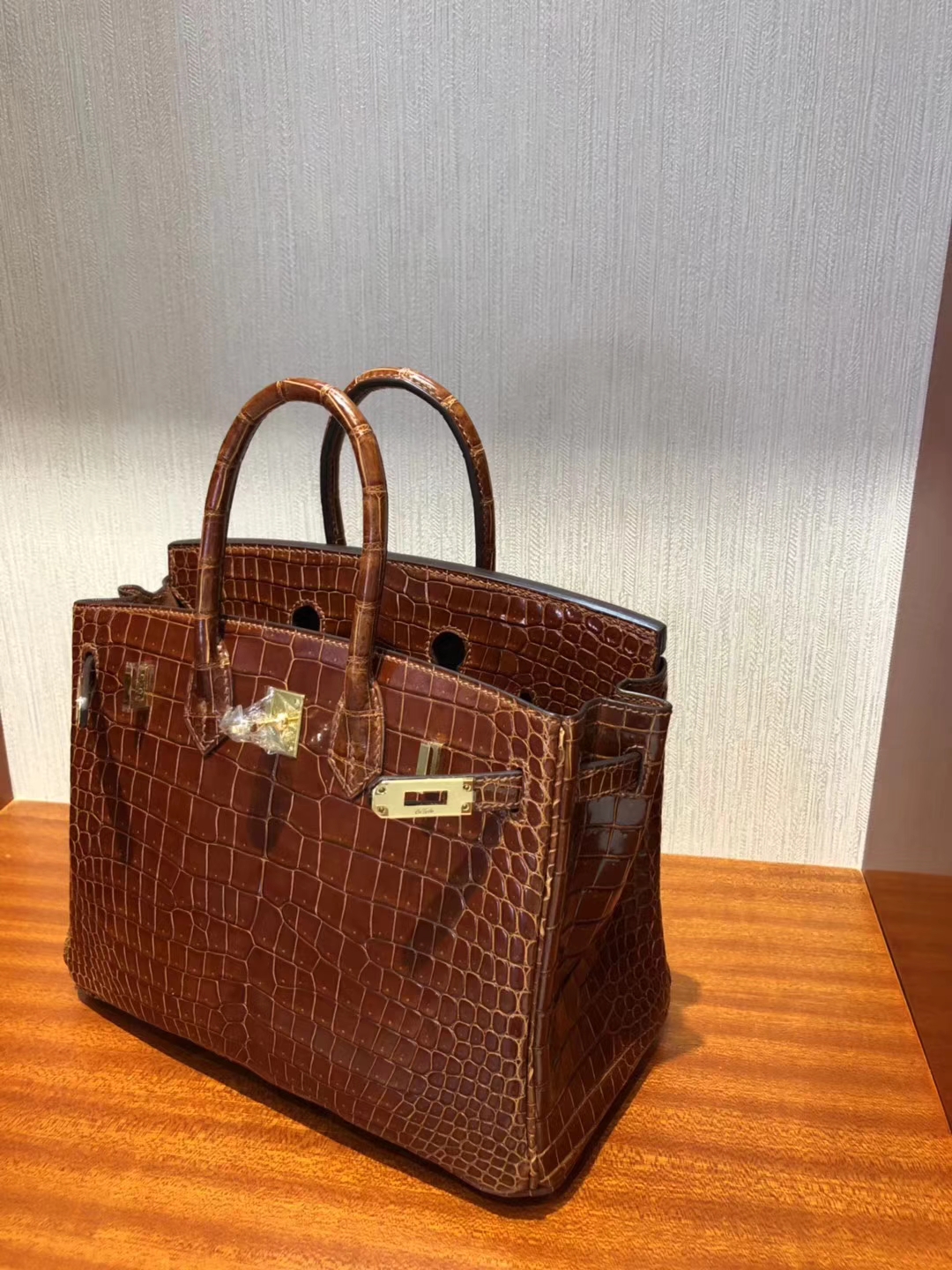 愛馬仕柏金包鱷魚皮 HERMES BIRKIN 25 Bag亮面倒V澳洲灣鱷CK31蜜糖棕