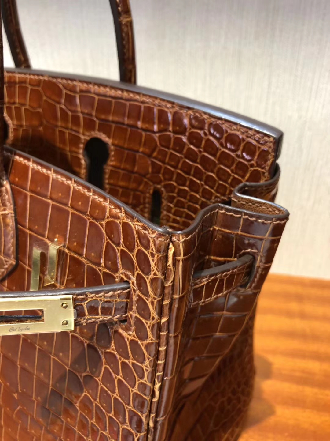 愛馬仕柏金包鱷魚皮 HERMES BIRKIN 25 Bag亮面倒V澳洲灣鱷CK31蜜糖棕