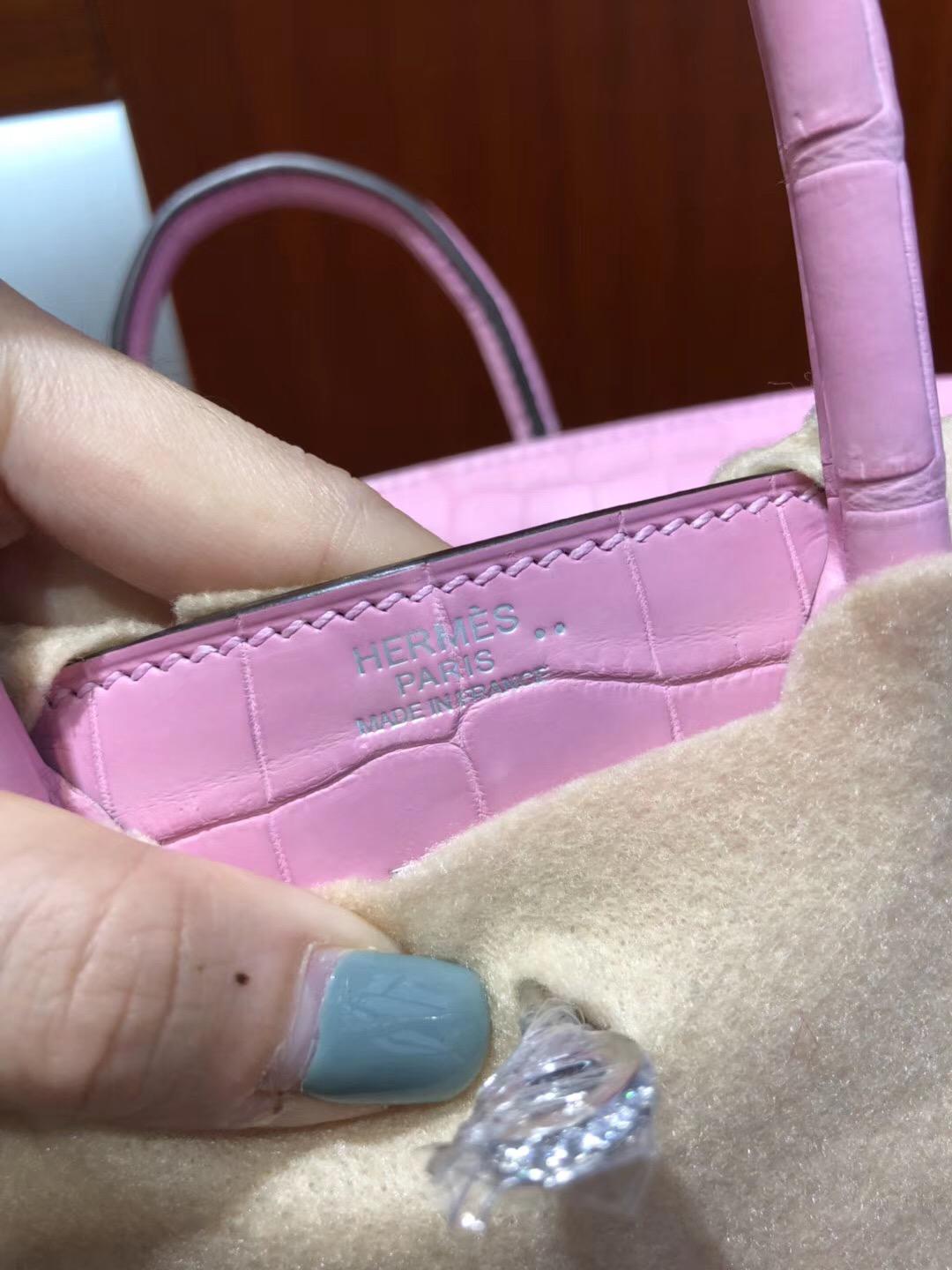 全世界最貴的包包 愛馬仕Hermes Birkin 25 霧面兩點鱷魚5P櫻花粉配南非水晶鉆