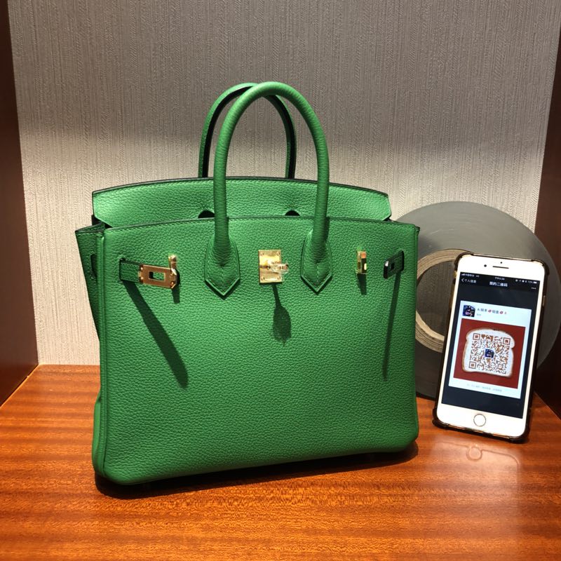 愛馬仕臺北寶麗廣場專賣店 Hermes 1K竹子绿 铂金包Birkin 25Togo皮 金扣