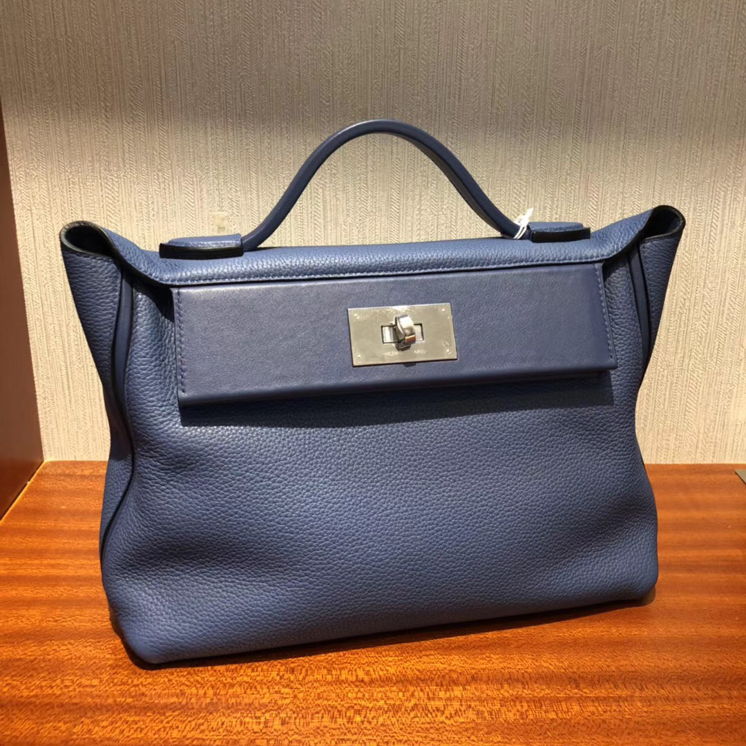 愛馬仕卡爾加裏專賣店 愛馬仕凱莉包 Hermes Kelly 24/24 Bag R2瑪瑙藍