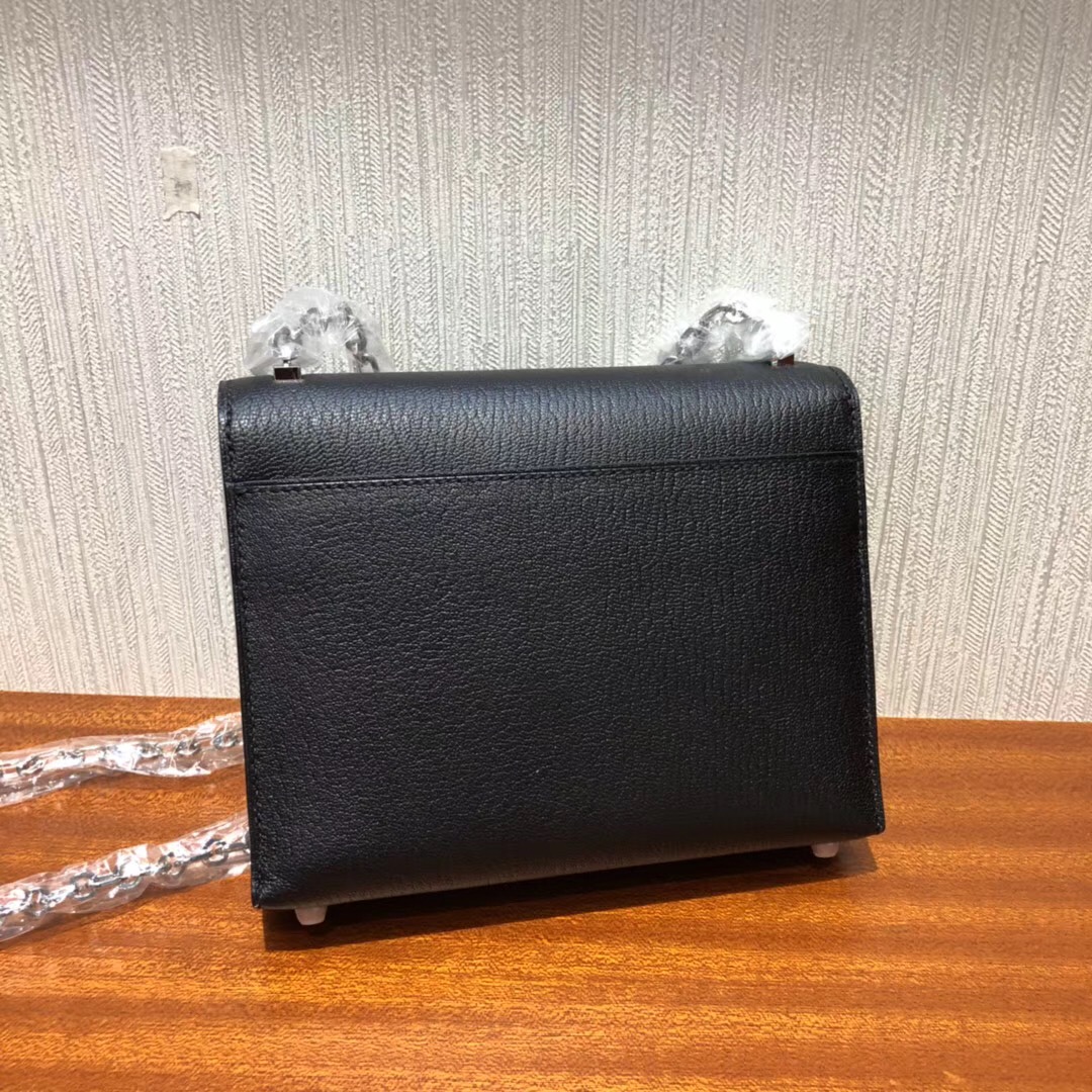 愛馬仕手槍包 Herems mini Verrou Chaine bag CK89黑色 山羊皮