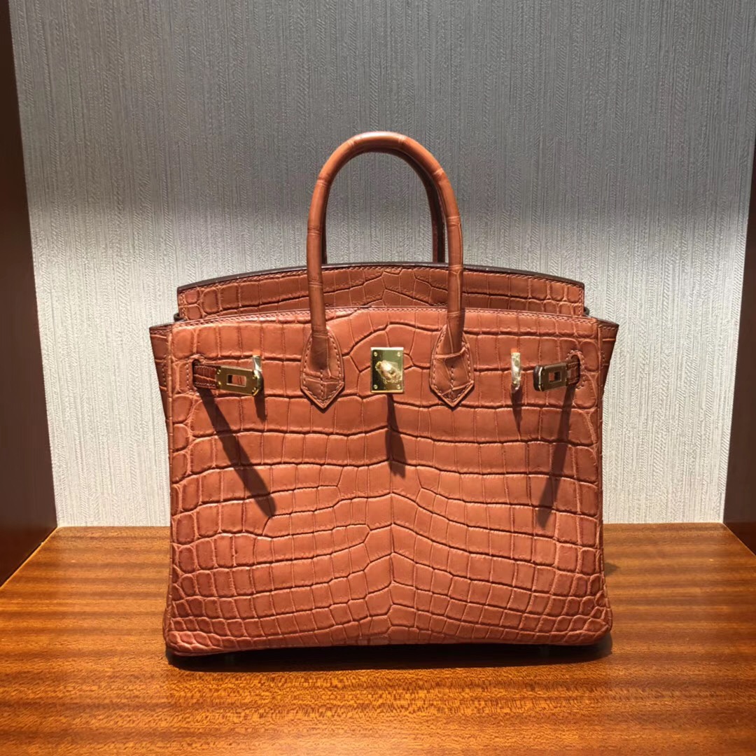 愛馬仕Birkin鉑金包攻略 Hermes三文魚色 Birkin 25cm 霧面兩點尼羅鱷魚金扣