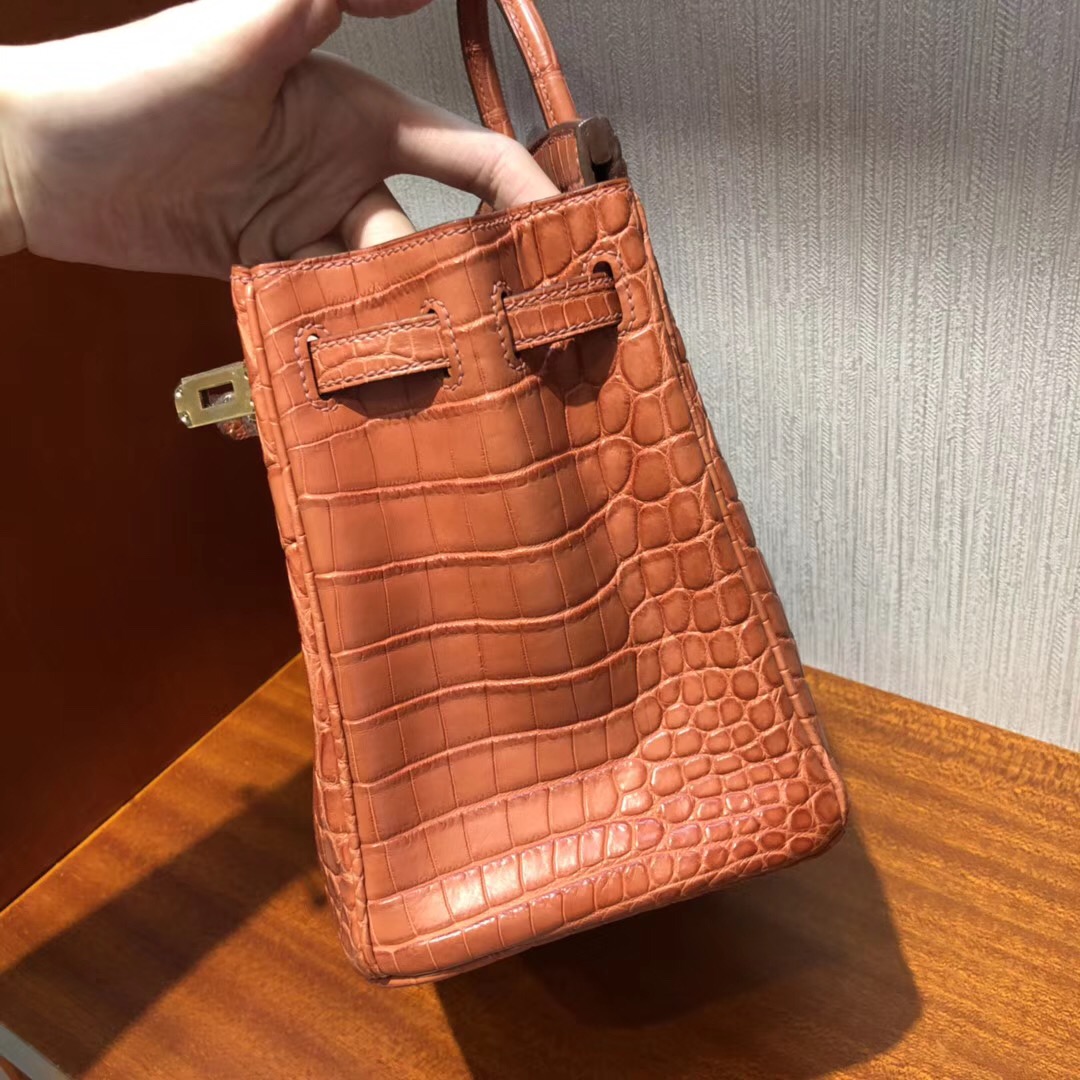 愛馬仕Birkin鉑金包攻略 Hermes三文魚色 Birkin 25cm 霧面兩點尼羅鱷魚金扣