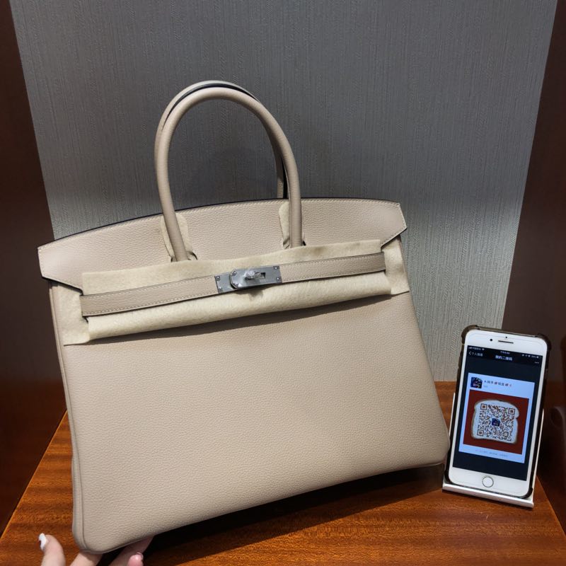 愛馬仕加拿大官網 Hermes Birkin 35cm S2風衣灰 Trench Togo 小牛皮 銀扣