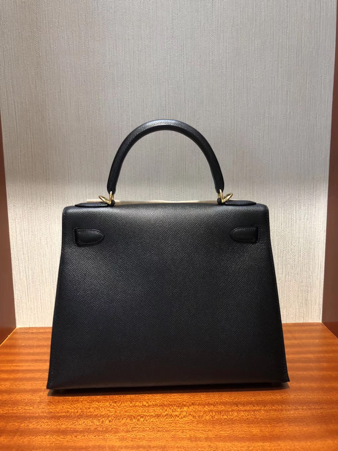 HERMES經典款鉑金和kelly Hermes Kelly 28 Epsom CK89黑色手掌紋金扣