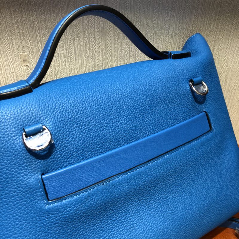 Hermes Kelly 2424 Bag B3坦桑尼亞藍Taurillon Maurice皮拼Swift牛皮 銀扣