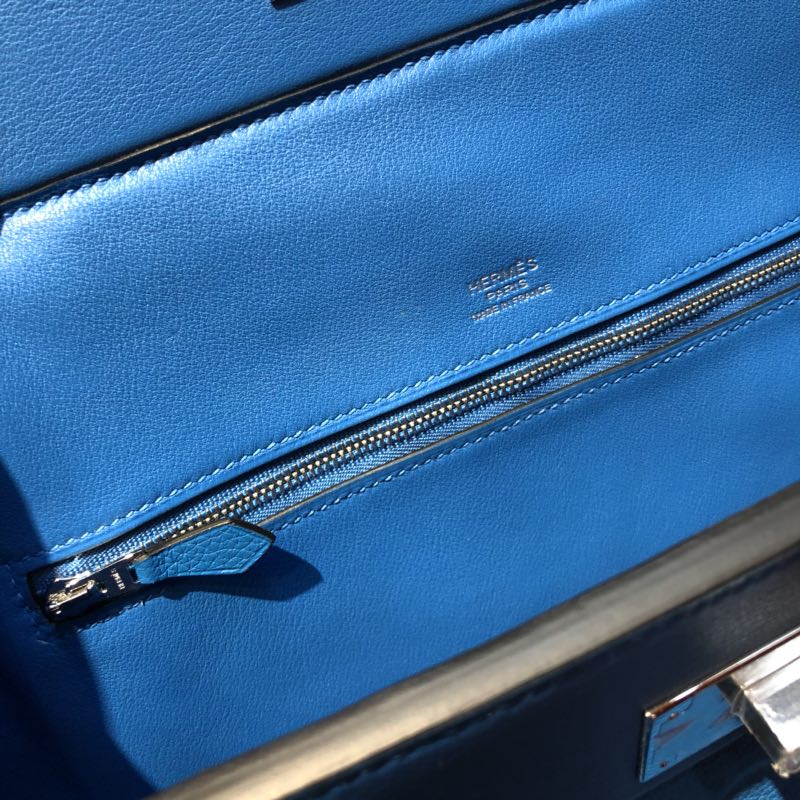 Hermes Kelly 2424 Bag B3坦桑尼亞藍Taurillon Maurice皮拼Swift牛皮 銀扣