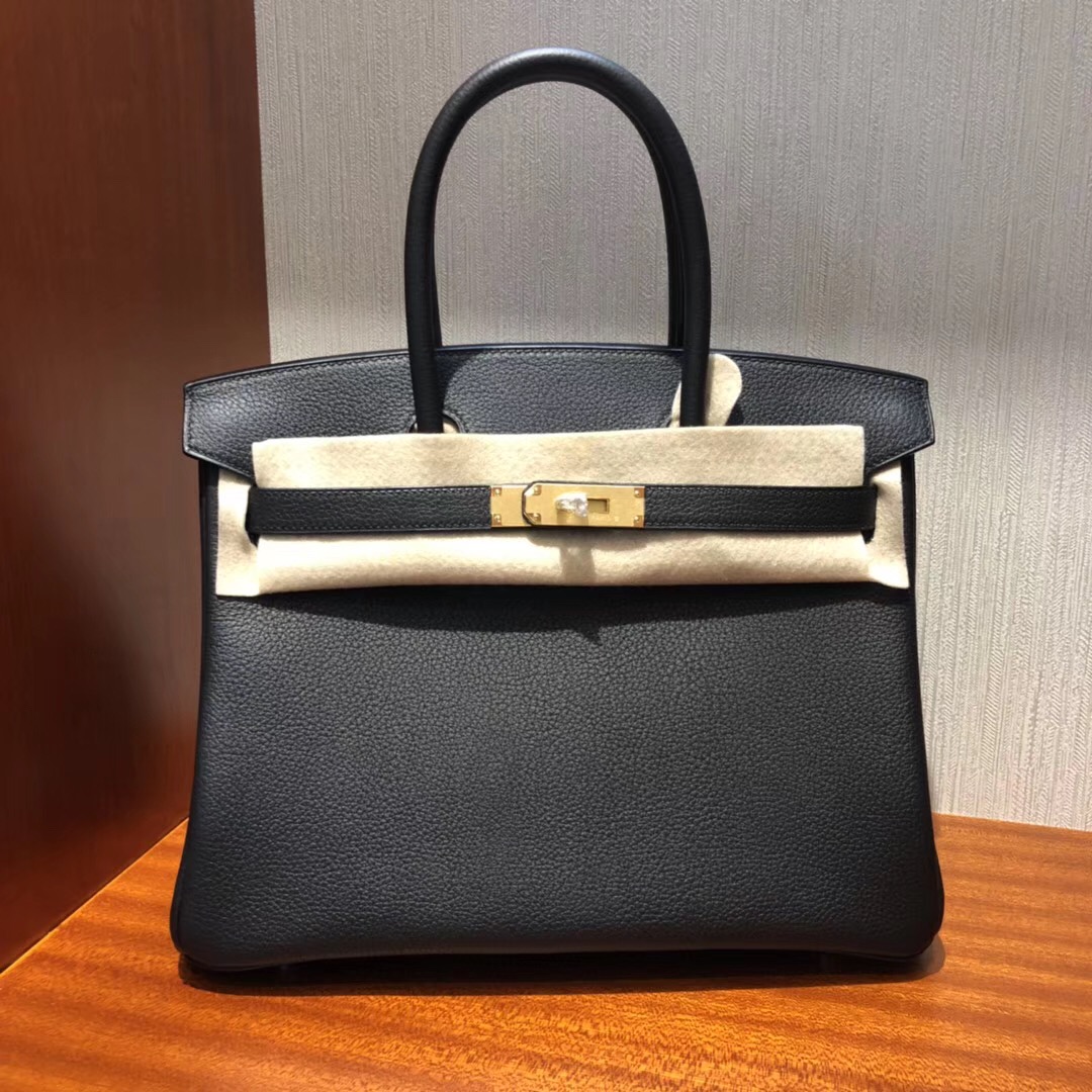 愛馬仕新加坡官網包包價格 鉑金包Hermes Birkin 30cm CK89黑色 Togo小牛皮