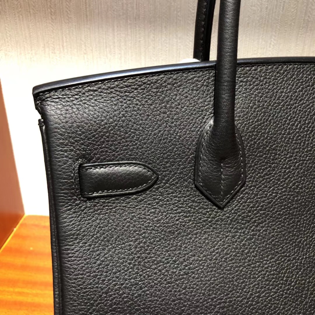 愛馬仕新加坡官網包包價格 鉑金包Hermes Birkin 30cm CK89黑色 Togo小牛皮