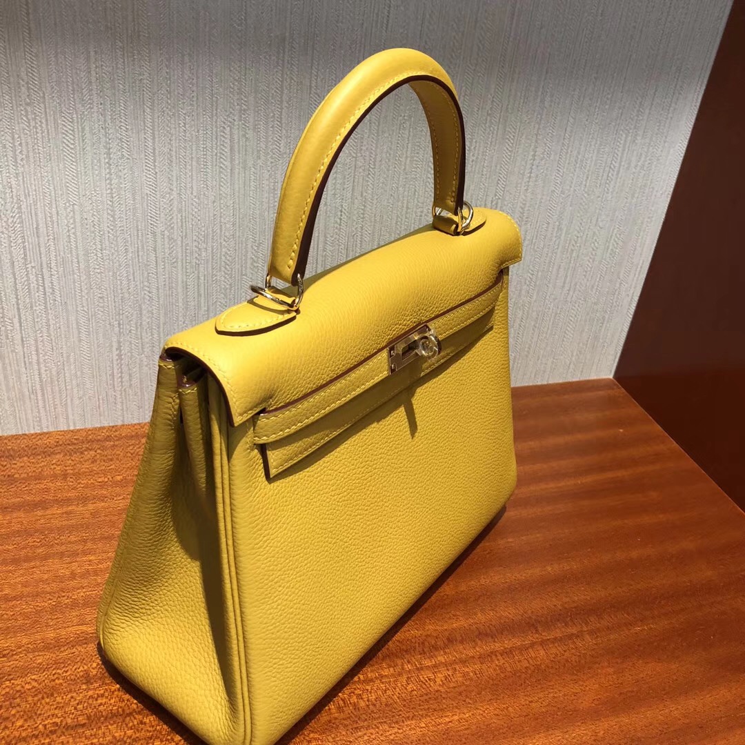 愛馬仕凱莉包 Hermes Kelly 25cm 9D琥珀黃 Togo 禦用原廠小牛皮 金扣