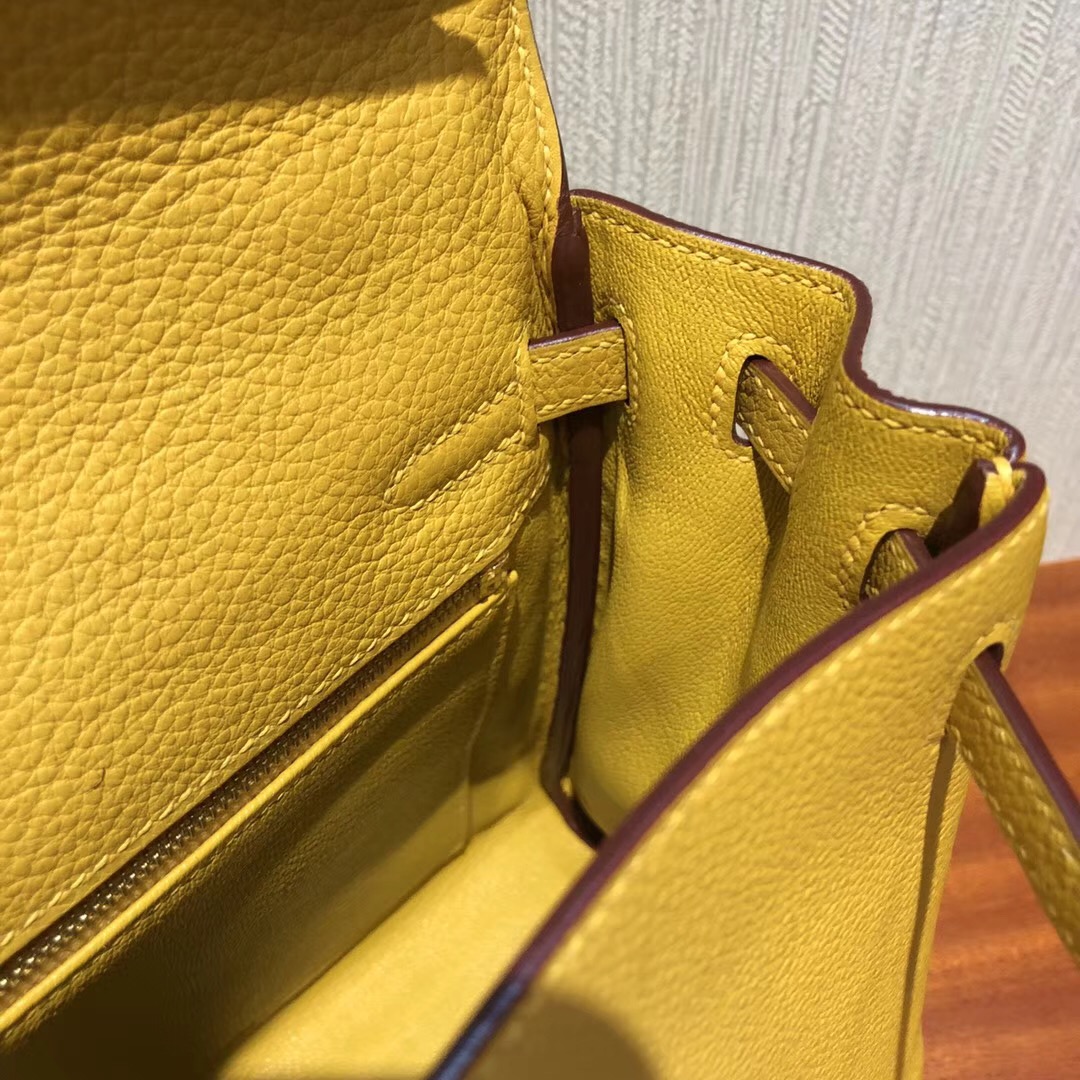 愛馬仕凱莉包 Hermes Kelly 25cm 9D琥珀黃 Togo 禦用原廠小牛皮 金扣