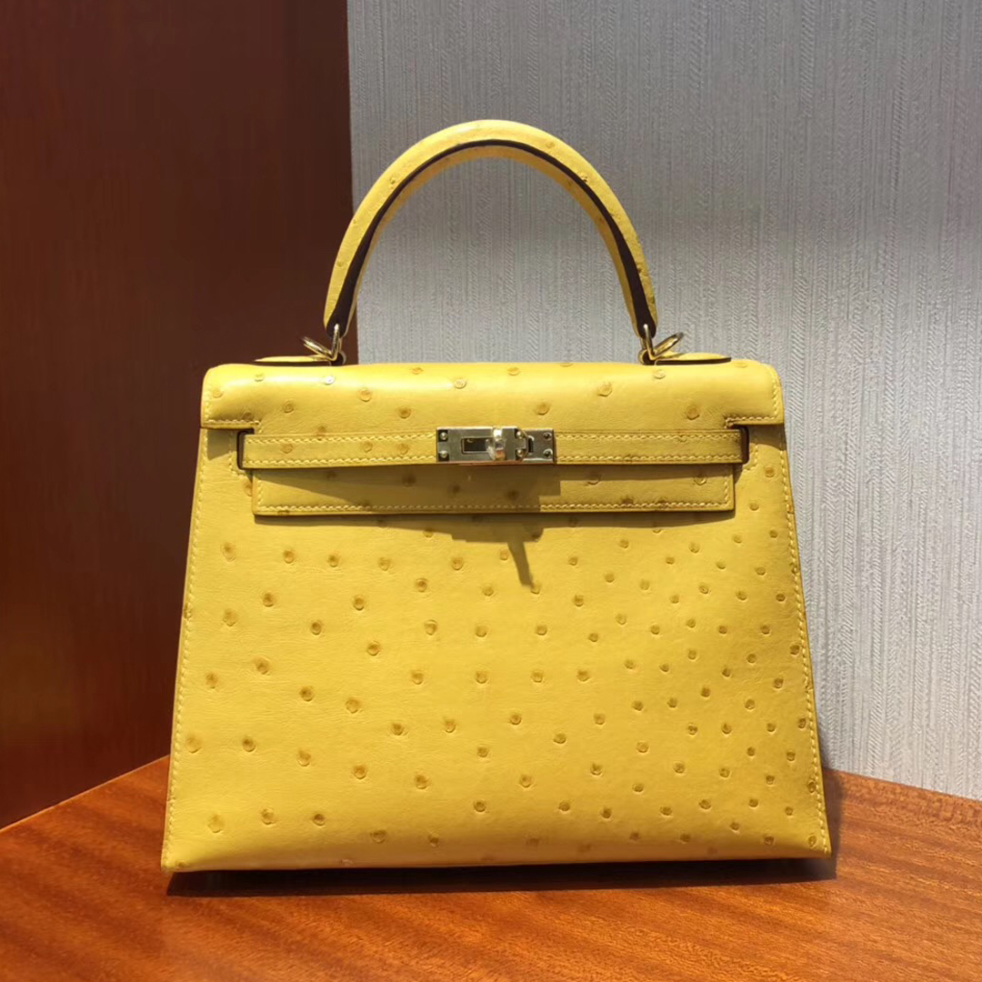 Kuala Lumpur Hermes Kelly 25cm Ostrich 9D琥珀黃 南非鴕鳥皮 金扣