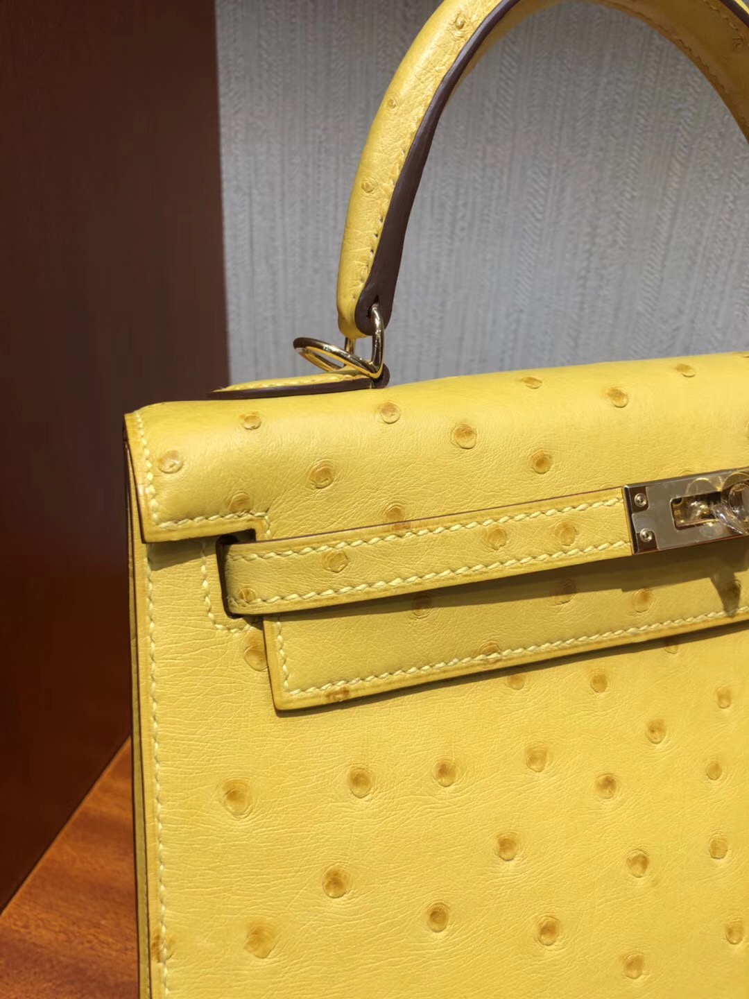 Kuala Lumpur Hermes Kelly 25cm Ostrich 9D琥珀黃 南非鴕鳥皮 金扣