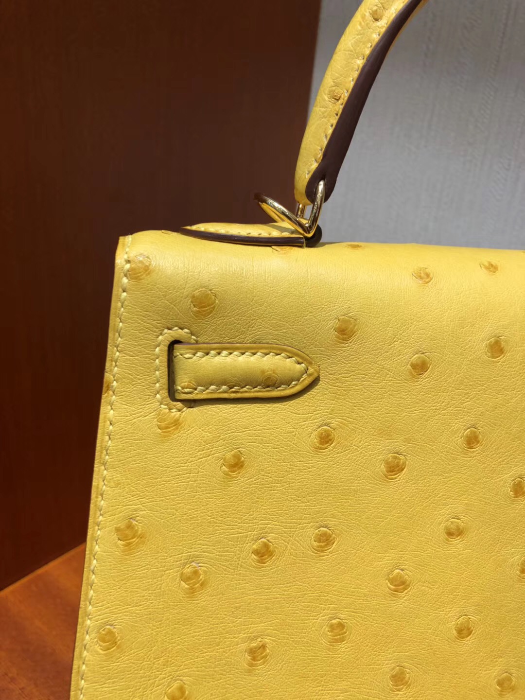 Kuala Lumpur Hermes Kelly 25cm Ostrich 9D琥珀黃 南非鴕鳥皮 金扣