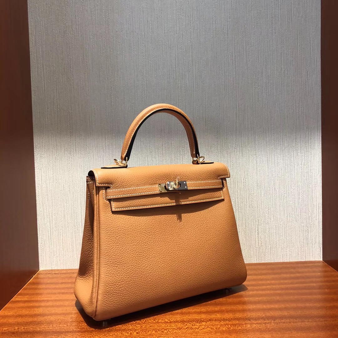 愛馬仕凱莉包1H太妃糖色 Hermes Kelly 25cm 1H太妃色 Togo禦用小牛皮 金扣