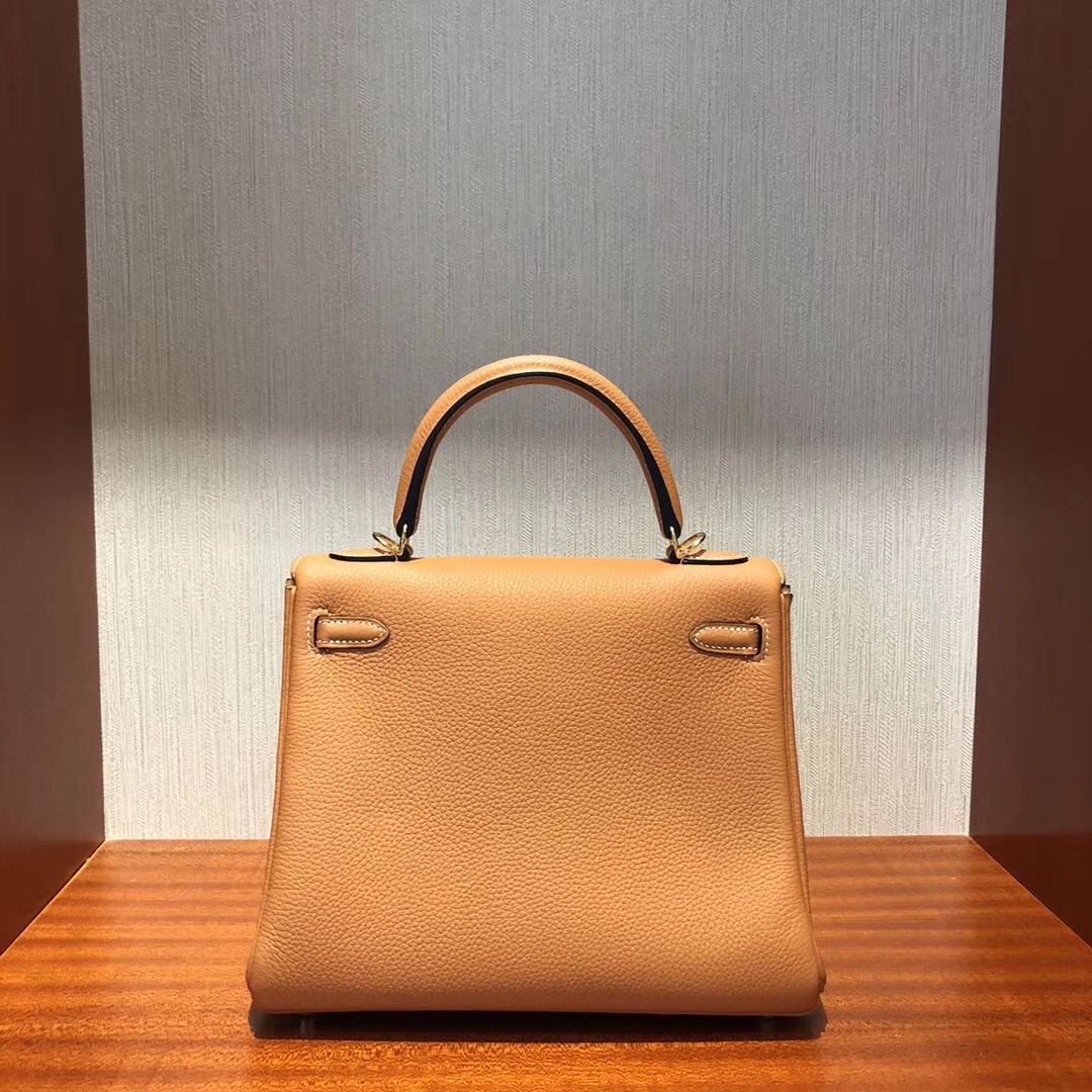 愛馬仕凱莉包1H太妃糖色 Hermes Kelly 25cm 1H太妃色 Togo禦用小牛皮 金扣