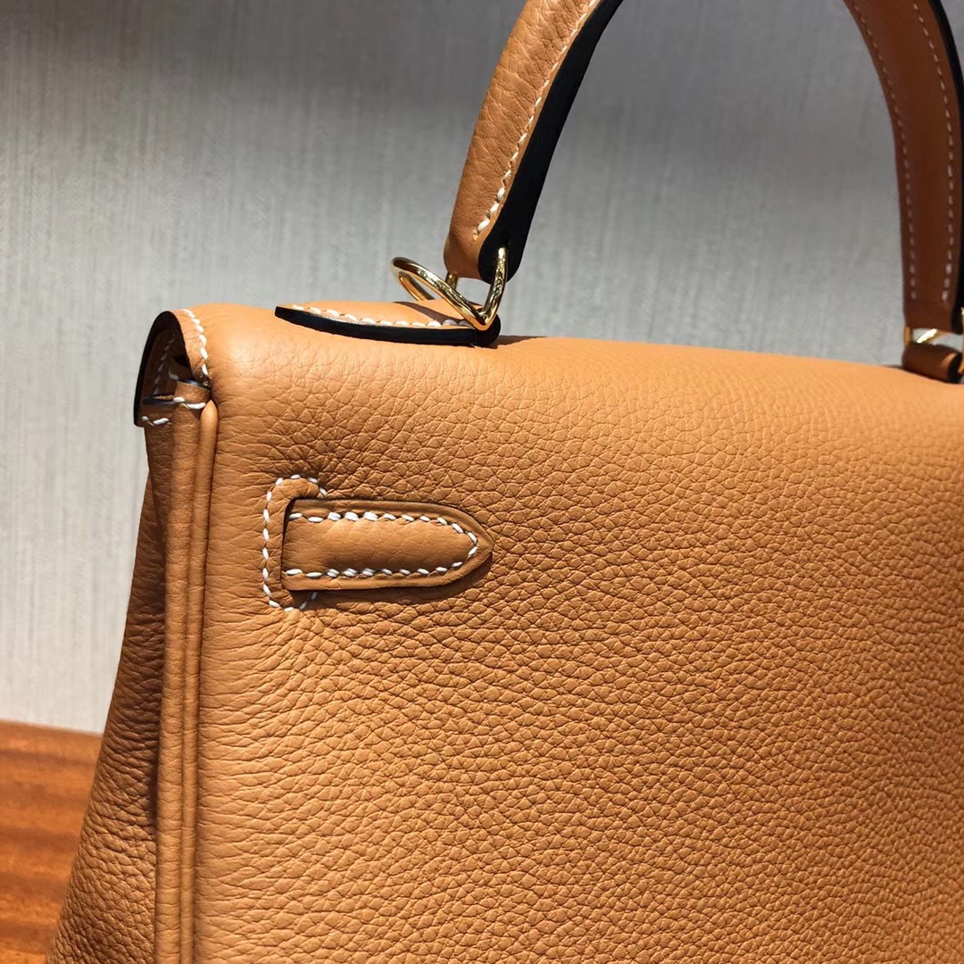 愛馬仕凱莉包1H太妃糖色 Hermes Kelly 25cm 1H太妃色 Togo禦用小牛皮 金扣