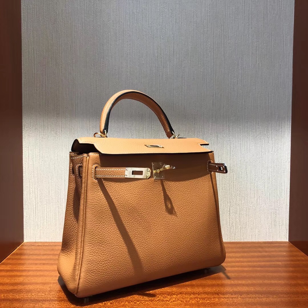 愛馬仕凱莉包1H太妃糖色 Hermes Kelly 25cm 1H太妃色 Togo禦用小牛皮 金扣