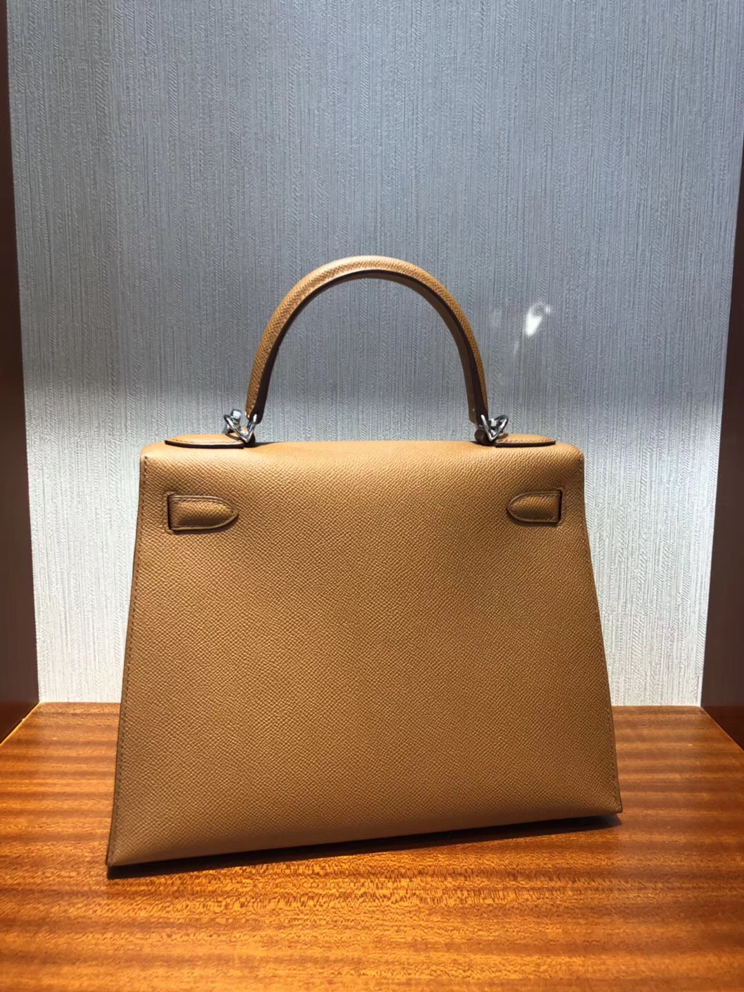 Hermes Kelly Sellier 28 字母包H 三拼色epsom金棕色 拼火焰橙 拼愛馬仕紅 銀扣