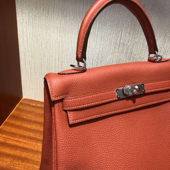 愛馬仕凱莉包25多少錢 Hermes Kelly 25 togo 6C古銅色小牛皮 金扣