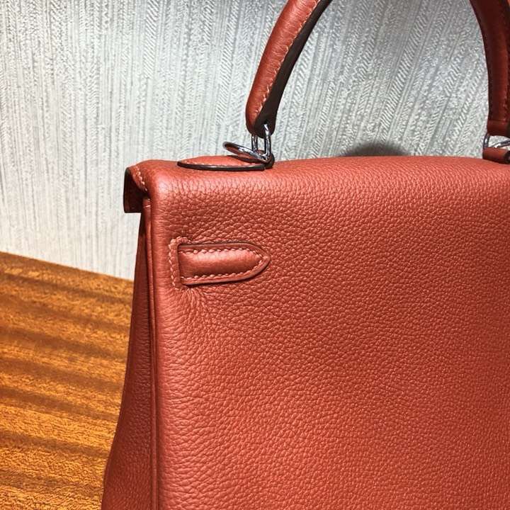 愛馬仕凱莉包25多少錢 Hermes Kelly 25 togo 6C古銅色小牛皮 金扣