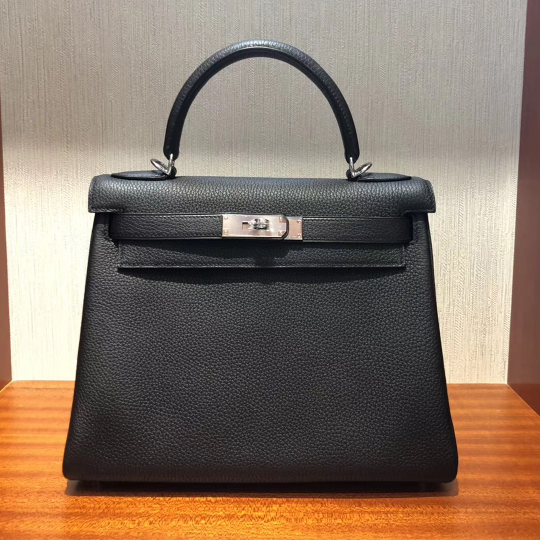 愛馬仕凱莉真假包鑒別 Hermes Kelly 25cm CK89黑色Togo皮 金扣