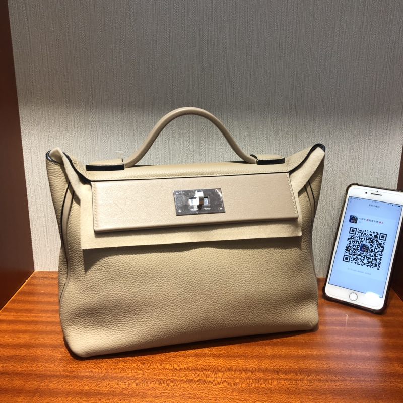 加拿大愛馬仕愛馬仕凱莉包2424 Hermes Kelly 24/24 Bag S2風衣灰 銀扣