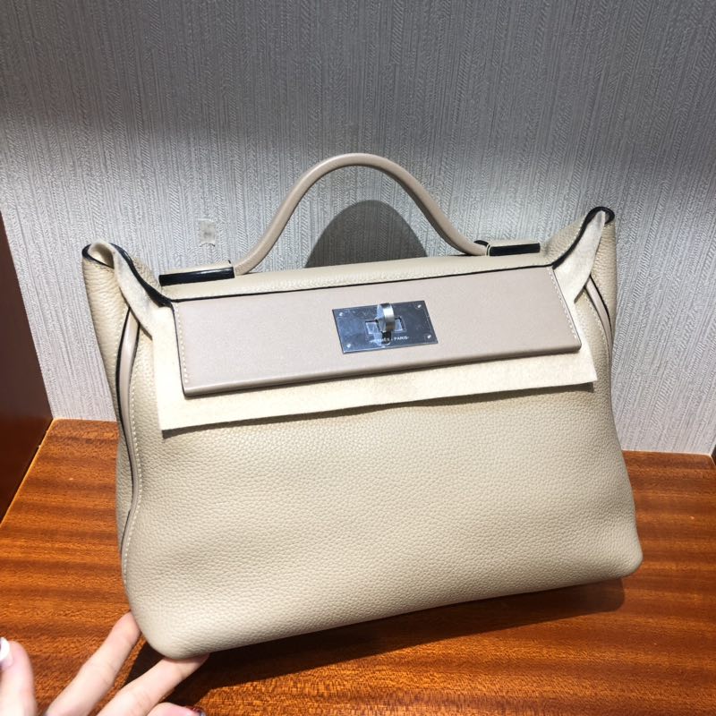 加拿大愛馬仕愛馬仕凱莉包2424 Hermes Kelly 24/24 Bag S2風衣灰 銀扣