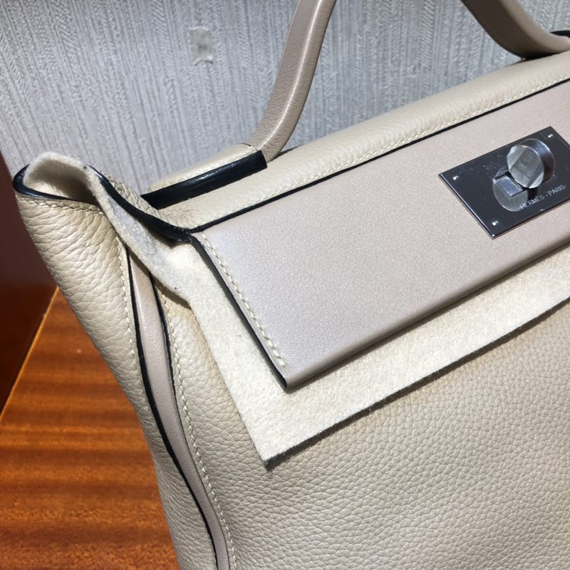 加拿大愛馬仕愛馬仕凱莉包2424 Hermes Kelly 24/24 Bag S2風衣灰 銀扣