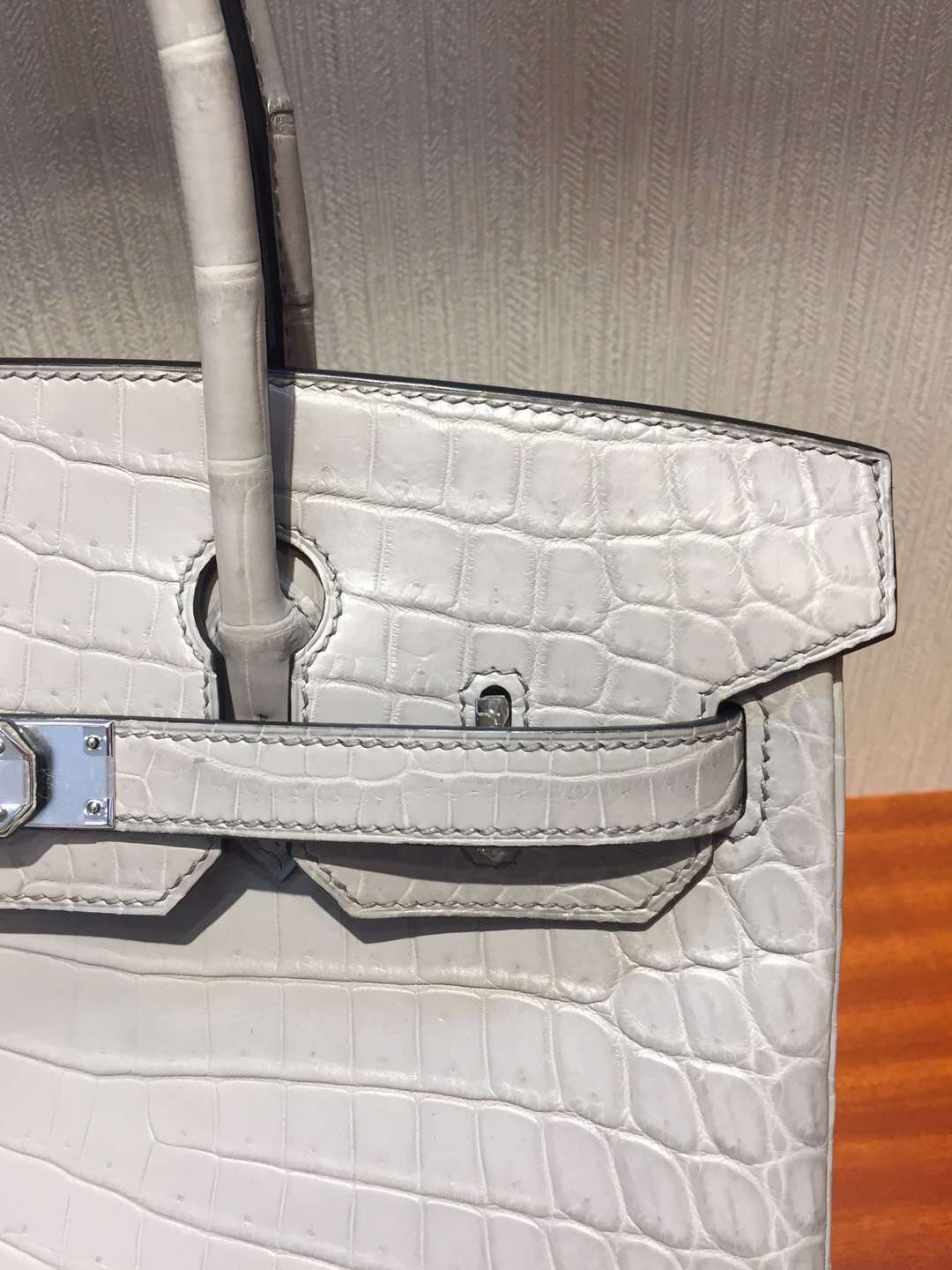 愛馬仕鱷魚鉑金包 Hermes Birkin 25 Bag CK80珍珠灰Pearl Grey霧面兩點鱷魚皮