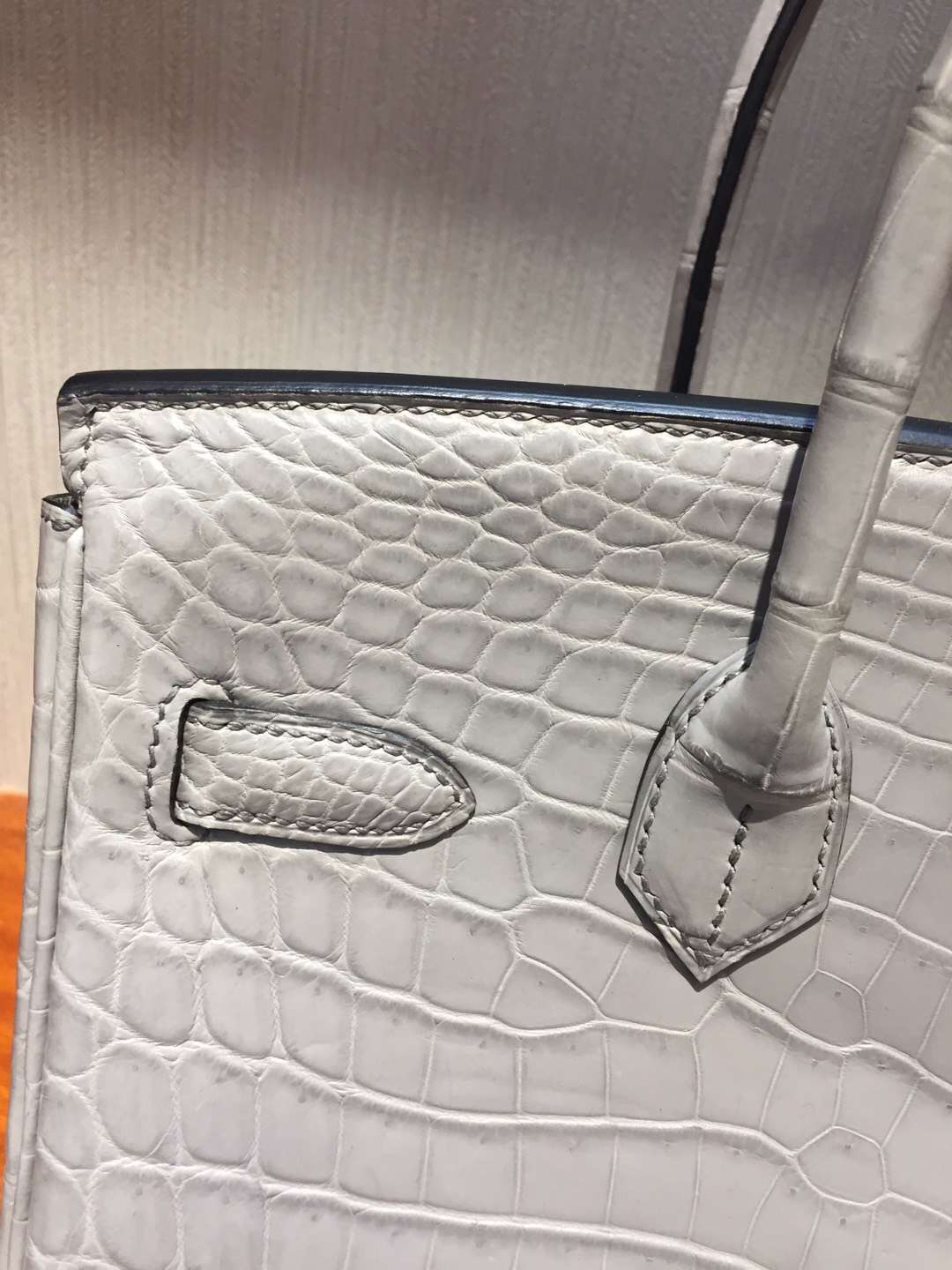 愛馬仕鱷魚鉑金包 Hermes Birkin 25 Bag CK80珍珠灰Pearl Grey霧面兩點鱷魚皮