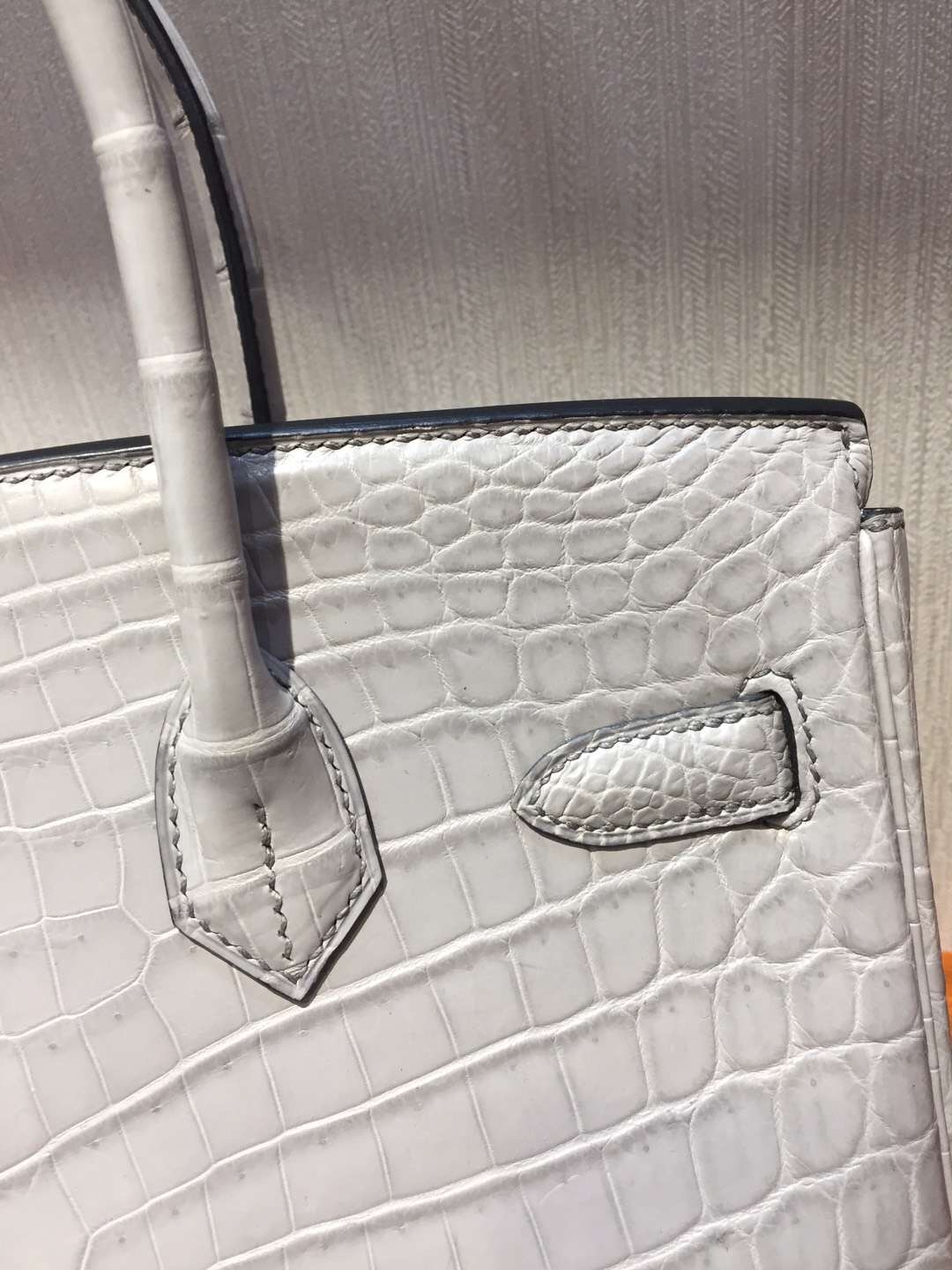 愛馬仕鱷魚鉑金包 Hermes Birkin 25 Bag CK80珍珠灰Pearl Grey霧面兩點鱷魚皮