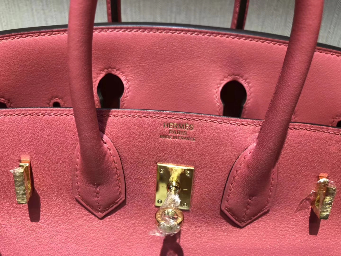 Hermes 鉑金包Birkin 25cm 8W唇膏粉Rose Azalee 原廠Swift皮金扣