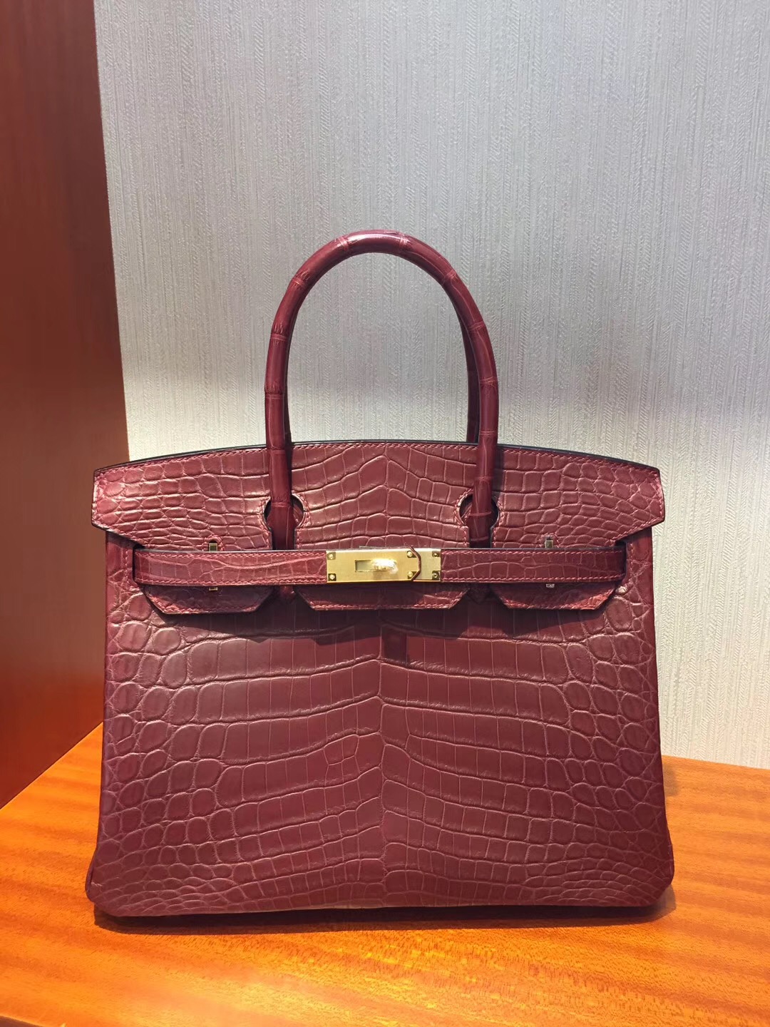 愛馬仕鱷魚皮鉑金包價格 Hermes Birkin 30 Bag CK55愛馬仕紅霧面兩點鱷魚 金扣