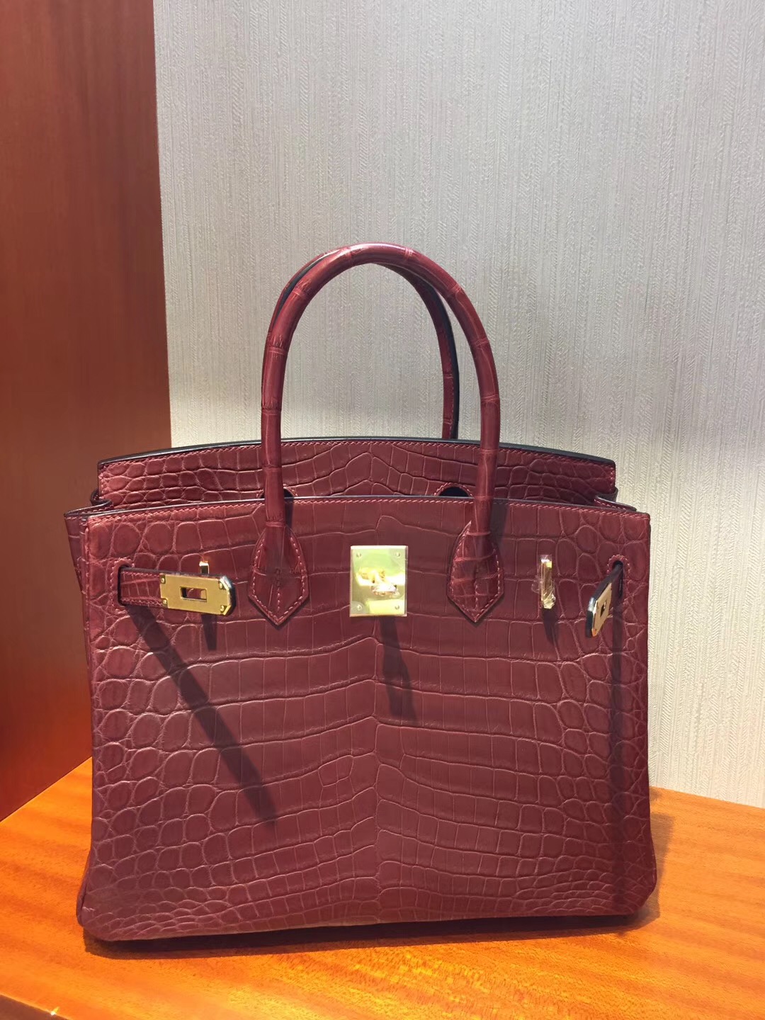 愛馬仕鱷魚皮鉑金包價格 Hermes Birkin 30 Bag CK55愛馬仕紅霧面兩點鱷魚 金扣