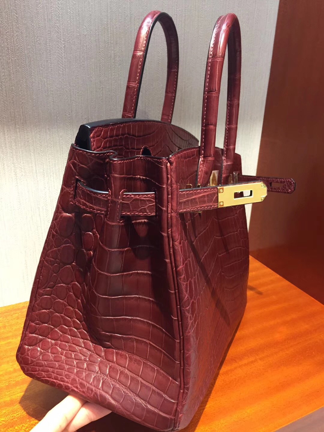 愛馬仕鱷魚皮鉑金包價格 Hermes Birkin 30 Bag CK55愛馬仕紅霧面兩點鱷魚 金扣