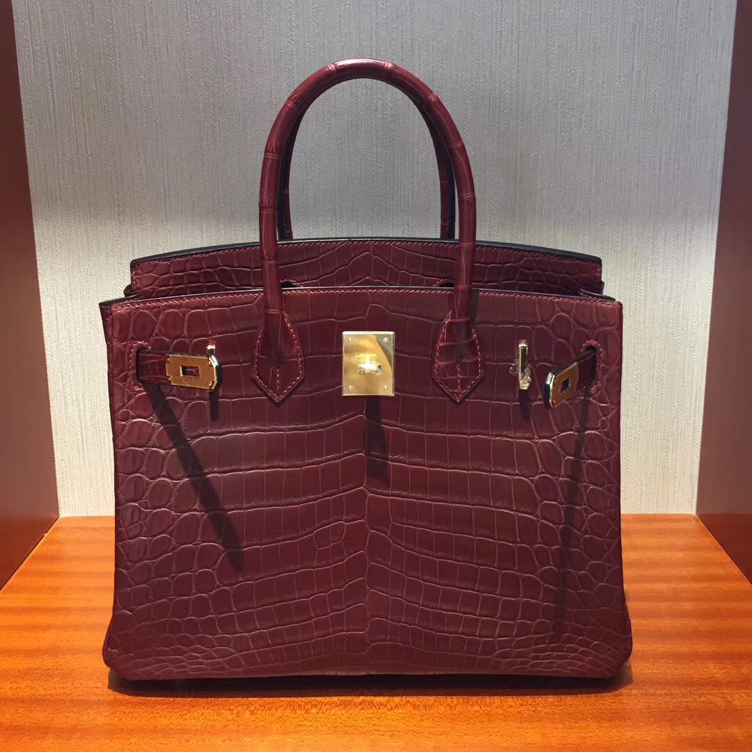 愛馬仕鱷魚皮鉑金包價格 Hermes Birkin 30 Bag CK55愛馬仕紅霧面兩點鱷魚 金扣