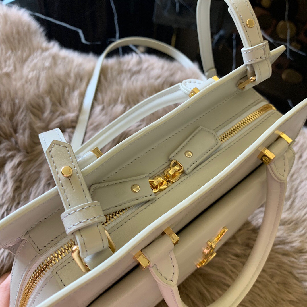 聖羅蘭包包官網 YSL UPTOWN 小號 IVORY 小牛皮 鏡面皮手提袋