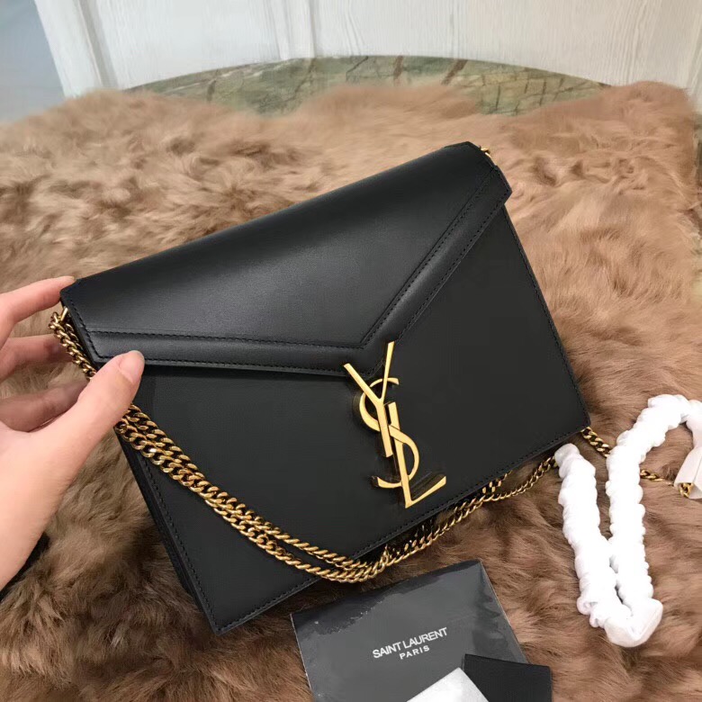 圣罗兰包包香港官網 YSL CASSANDRA 黑色小牛皮真皮鏈條包 532750