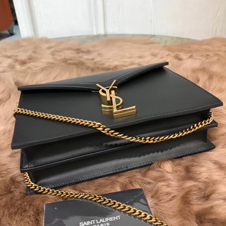 圣罗兰包包香港官網 YSL CASSANDRA 黑色小牛皮真皮鏈條包 532750