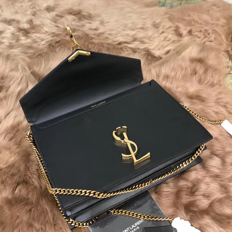 圣罗兰包包香港官網 YSL CASSANDRA 黑色小牛皮真皮鏈條包 532750